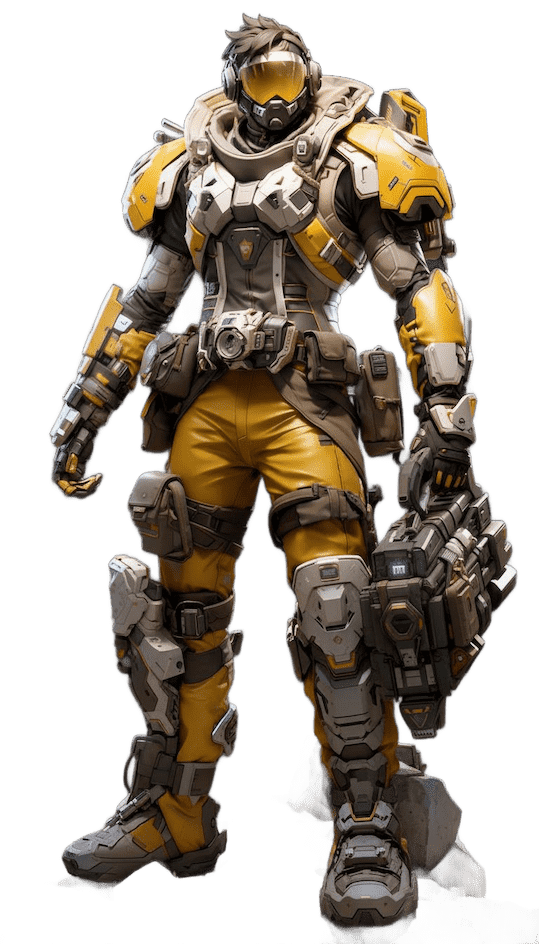 Image to 3D AI generated yellow sci-fi mech armor